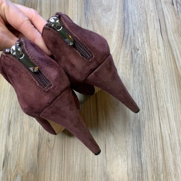 SAM EDELMAN Purple Suede Ankle Booties "Keaton" Hidden Platform Heels Size 7.5 - Picture 5 of 11